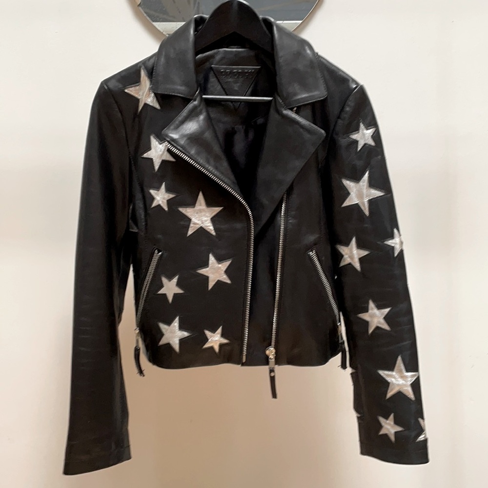Star Sewn Leather Jacket